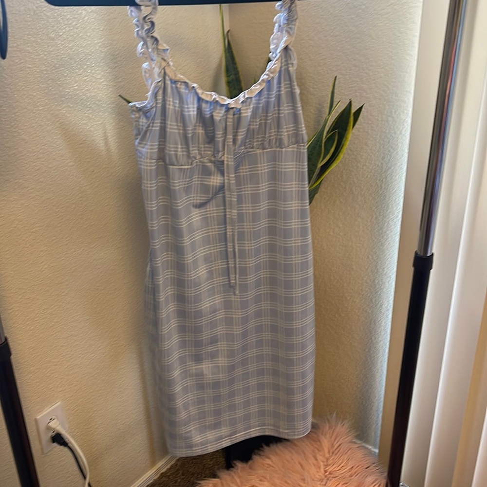 Blue and white Shein fitted dress